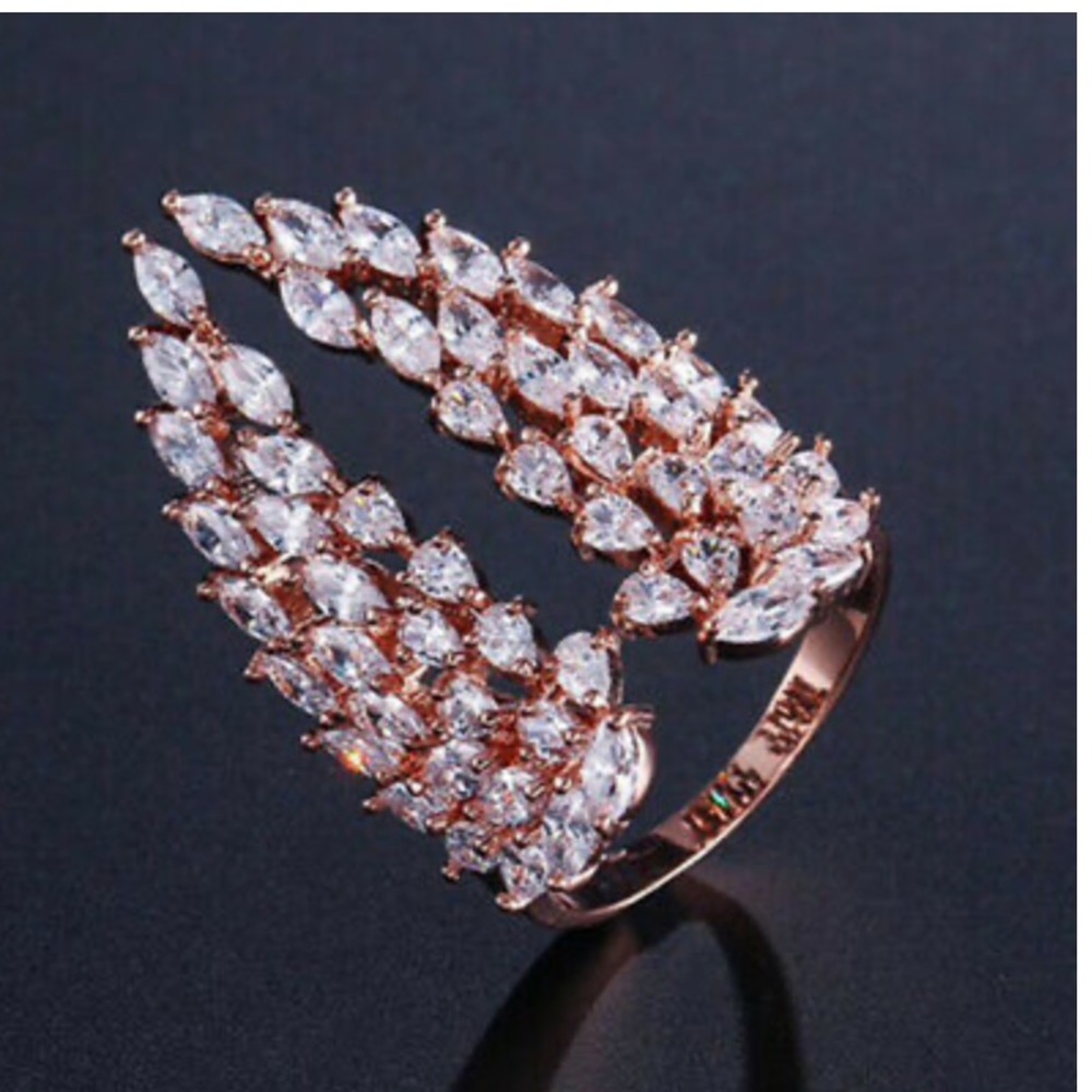New 18k rose gold plated angel wings adjustable Ring